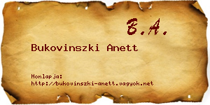 Bukovinszki Anett névjegykártya